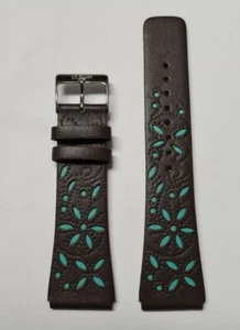 s.Oliver SO-1533-LQ -Ersatzband Uhrenarmband Leder 22mm braun/türkis , neu - Picture 1 of 3