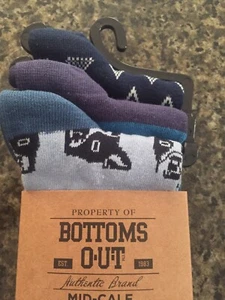 Bottoms Out Fun halbhohe Socken 3er Pack Boston Terrier Streifen Blautöne  - Bild 1 von 4