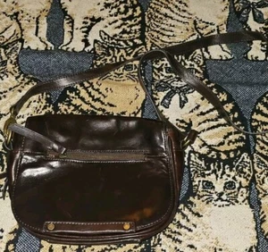 Tiganello Crossbody Bag Genuine Leather Dark Brown Y2k - Picture 1 of 8