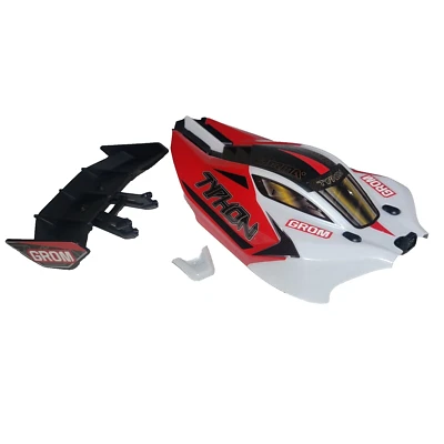 Arrma Typhon Grom 1/18th Body pintado de fábrica vermelho sem clipe e asa/spoiler - Imagem 1 de 4