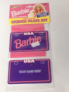 1993 Barbie Bicycle Bike Accessories Personalized License Plate Kit Vintage