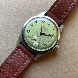 1940's Vintage Mens Enicar Alprosa Military Style Wristwatch with Drilled Lugs