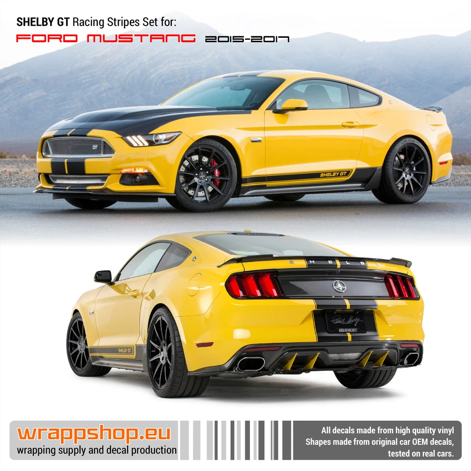  Juego de rayas de carreras Shelby GT para Mustang 2015 2016 2017 2018 Foto 1 de 4