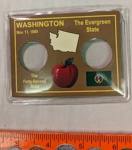 COLORFUL 3 1/2" x 2 1/2"  2-SPACE WASHINGTON STATE QUARTER HOLDER - Picture 1 of 2