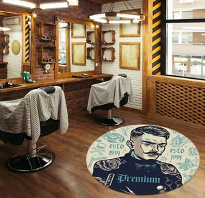 3D Man I194 Barber Shop Non Slip Rug Mat Room Mat Round Elegant Photo Carpet - Picture 1 of 5
