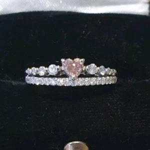 HEART SHAPE Pink Brown Diamond Ring size L VAL $6701 - Picture 1 of 11