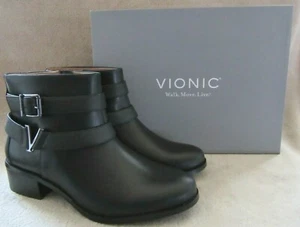 VIONIC Orthaheel Hope Mana Cuero Negro Botas al Tobillo Zapatos EE. UU. 9 M EUR 41 Nuevo con caja - Imagen 1 de 9