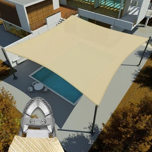 Cubierta de vela parasol beige rectangular de 2-24 pies con alambre de acero para patio con dosel al aire libre - Imagen 1 de 8