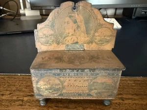 Antique Queen Victoria Golden Jubilee Mauchline Ware Cotton Spool Box 1887 Rare - Picture 1 of 12
