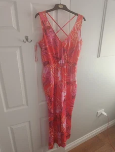 Lipsy Orange Floral Jumpsuit Size 12 - Picture 1 of 5