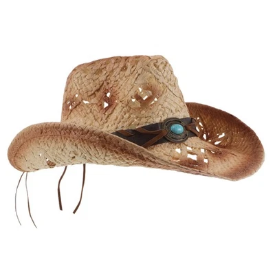 Cappello da cowboy in carta western - Cappello da spiaggia estivo traforato - - Immagine 1 di 4