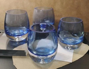KROSNO(?) Blaues Glas 4er Set (4) 3,25" Windlichthalter kontrollierte Blase! - Bild 1 von 12