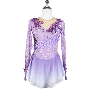 Vestido de patinaje artístico para mujeres niñas falda de patinaje sobre hielo falda de competición de rendimiento - Imagen 1 de 8