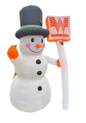 Whataburger Snowman Christmas Holiday Outdoor Lighted Blowup Inflatable 7 ft - Image 1 of 4