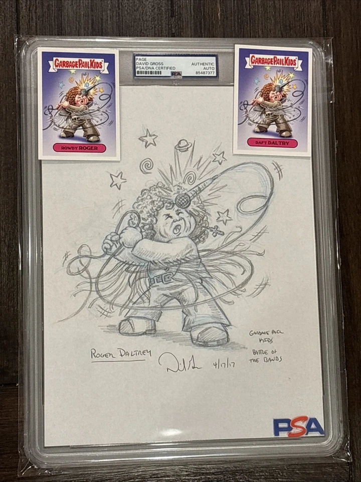 David Gross Signed Topps Garbage Pail Kids The Who Daltrey Prototype Sketch PSA - Image 1 of 4