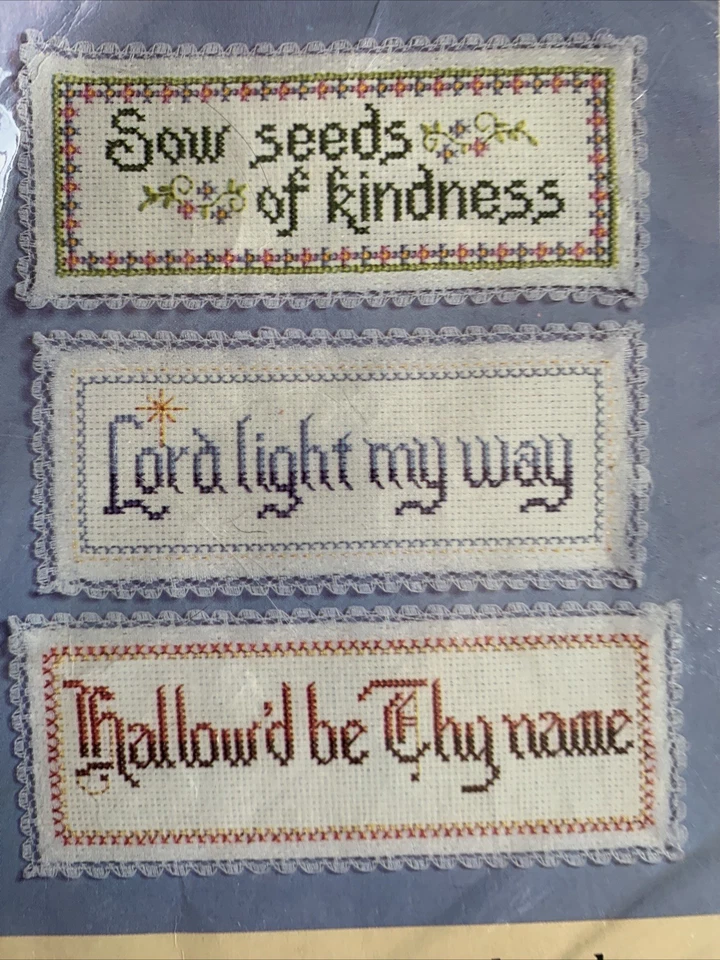 Inspirational Bookmarks Vintage Cross Stitch Kit Set of 3 NIP 3x7 ea - Image 1 of 4