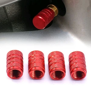 4PCS Red Aluminium Car Wheel Tire Valve Air Dust Covers Stems Caps Accessories - Picture 1 of 13