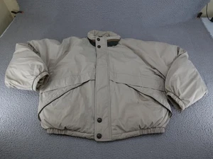 Vintage Puffer Jacket Mens Large Beige Goose Down Feather Insulated Skiing Ski - Picture 1 of 13
