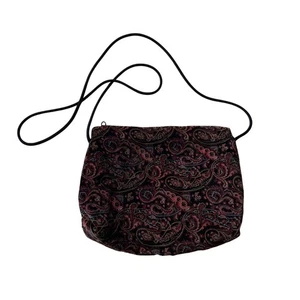 Vintage Y2K 2000er schwarz Velour Paisley Umhängetasche Witchy Fairy Grunge Boho - Bild 1 von 4