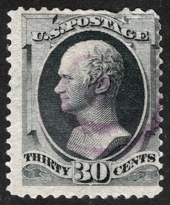 US Sc 190 Full Black 30¢ 1879 ABNCo. Issue Violet Target Cancel - Picture 1 of 1