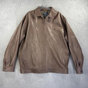 Vintage Polo Ralph Lauren Jacke Herren Large braun weiches Leder Bomber Flight - Bild 1 von 11