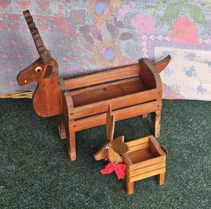 CHRISTMAS Reindeer Planters, Garden Pots, Handmade Wooden Set with Googly Eyes! - Picture 1 of 8