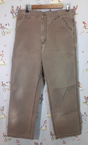 VTG 🔨 Carhartt B12 CHT Duck Canvas Work Pants Mens 34x32 Faded Brown USA Made - Picture 1 of 18