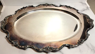 Bandeja de carne chapada en plata Royal Rose de Wallace de colección 9804 13" x 20" Foto 1 de 4
