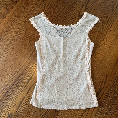 Camisa Express Elástica de Encaje S Top Floral Boho Hada Transparente Top Caprichosa Usada en Excelente Condición Foto 1 de 4