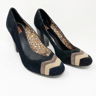 Missoni para Target 11 Negro Gamuza Pump Chevron Tacón Grueso  Foto 1 de 4
