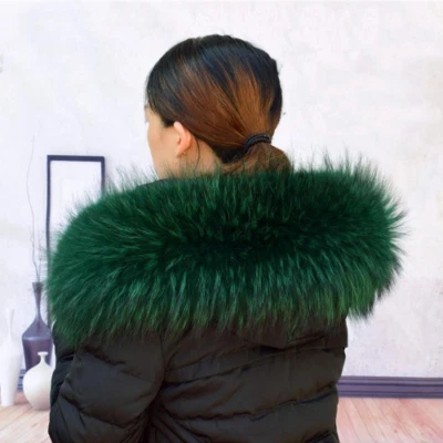 Real Fur Collar for Hood Decor Furry Fur Collar Luxury Fur Scarf Real Fur Shawl - Image 1 of 4