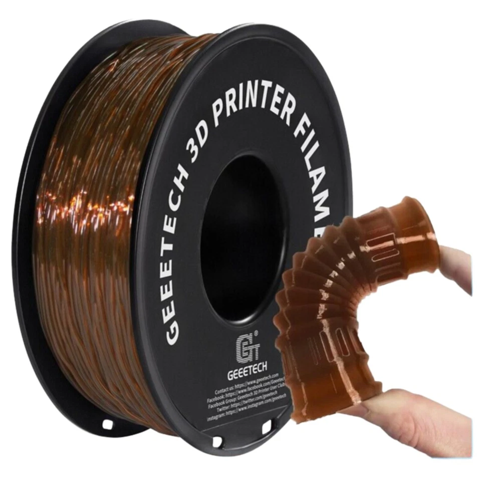 1 kg/rollo GEEETECH TPU filamento flexible transparente 1,75 mm para impresora 3D 95A EE. UU. Foto 1 de 4