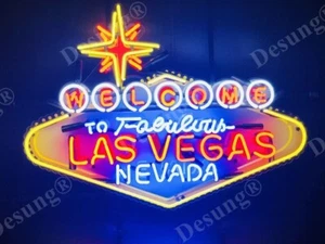 Welcome To Fabulous Las Vegas Light Lamp Neon Sign 24"x20" With HD Vivid QL - Picture 1 of 1