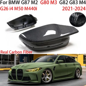 For BMW G87 M2 G80 M3 G83 M4 G26 i4 M440 G42 Carbon Fiber Rearview Mirror Covers - Picture 1 of 14