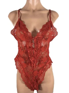 Victoria's Secret Vintage 1990s Red Lace Teddy Bodysuit Gold Label One Piece M - Picture 1 of 9