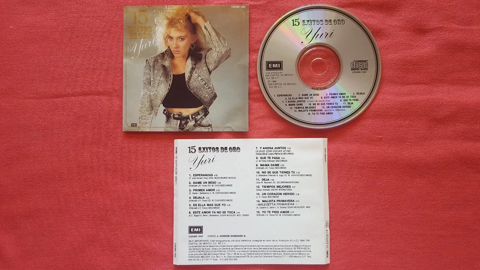Latin Pop YURI "15 Exitos De Oro" ORIGINAL 1988 MEXICAN CD THALIA FEY KARINA - Image 1 of 1