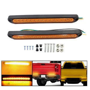 2x 10" Amber 15 LED Truck Trailer Strip 3rd Brake Light Bar Rear Turn Tail Lamp - Picture 1 of 12