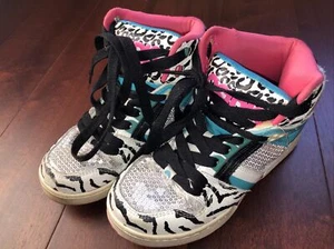 OSIRIS NYC 83 SLM Girls High Top Sequin Zebra Print Pink Teal Womens Size 2 - Picture 1 of 19