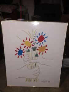 Vintage Pablo Picasso Flowers of Peace Rare Brown Hands