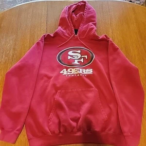 Felpa uomo San Francisco 49ers Lg rossa con cappuccio logo grafica NFL abbigliamento squadra - Foto 1 di 12