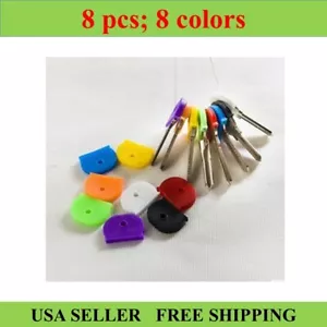 8 Pcs Key Cap Tags Label ID Silicone Coding Color Key Identifier Cover 8 Colors - Picture 1 of 3