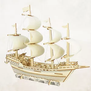 Puzzle 3D giocattoli legno fai da te portaerei modello nave regali compleanno per bambini - Foto 1 di 8