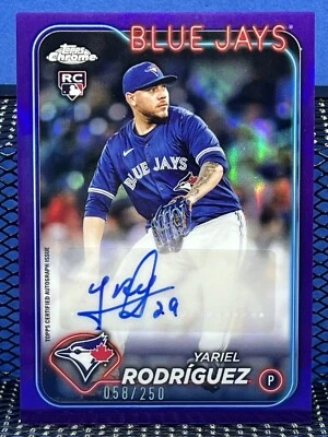 2024 Topps Chrome Update YARIEL RODRIGUEZ Blue Jays RC Auto Purple 058/250 - Image 1 of 2