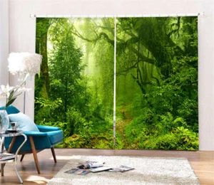Rich Green Forest. 3D Blockout Photo Curtain Print Curtains Fabric Kids Window - Imagen 1 de 8