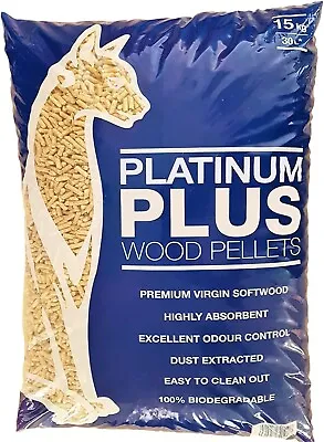 Platinum Plus Animal Cat & Kitten Litter Wood Pellet Cat Litter 15kg (30L Bag) • 31.50£