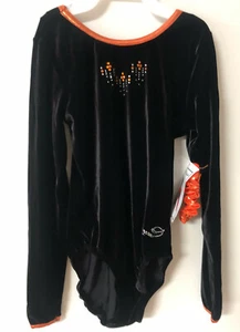 NWT Long sleeve Dreamlight black jeweled gymnastic leotard FREE scrunchie AS - Picture 1 of 5