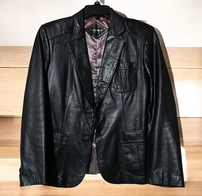 The Fashion Place Sears Women's Vintage Cowhide Black Leather Jacket Size 12 - Image 1 of 4