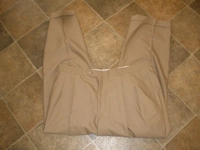 Calça plissada masculina marrom claro Park Avenue feita à mão 100% lã 40 (5A) - Imagem 1 de 4