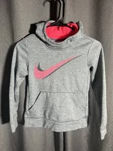 Nike Dri-Fit Kids Size Small Hoodie Gray With Pink Accents - Picture 1 of 4