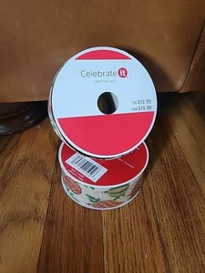 Celebrate It Natural Burlap Ornament Glitter Wired Ribbon Christmas 1.5"x30ft 2x - Picture 1 of 3